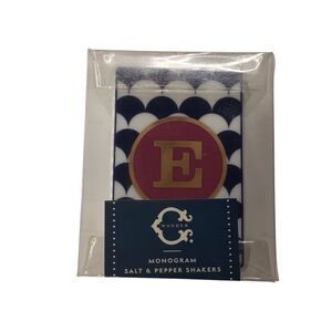 NWT C. Wonder “E” Monogram Porcelain Salt & Pepper Shakers